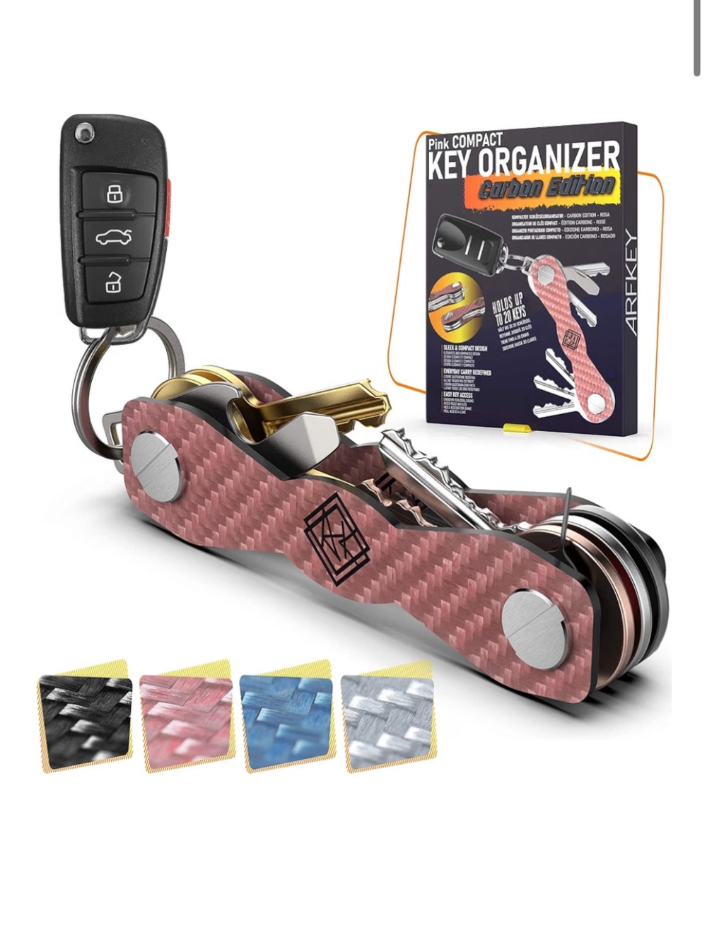 Compact Black Carbon-Style Key Organizer for Men
